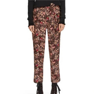 Maison Scotch & Soda Elke Jacquard Trousers Brown Floral Motif Women’s
